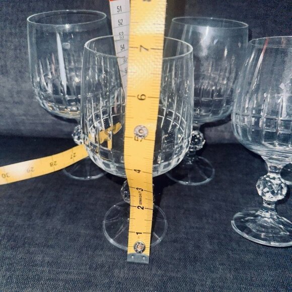 Set Of 6 Vtg Crystal Bohemia Belfast Wine Water Goblet Glasses Diamond Cut Stem - Picture 6 of 6